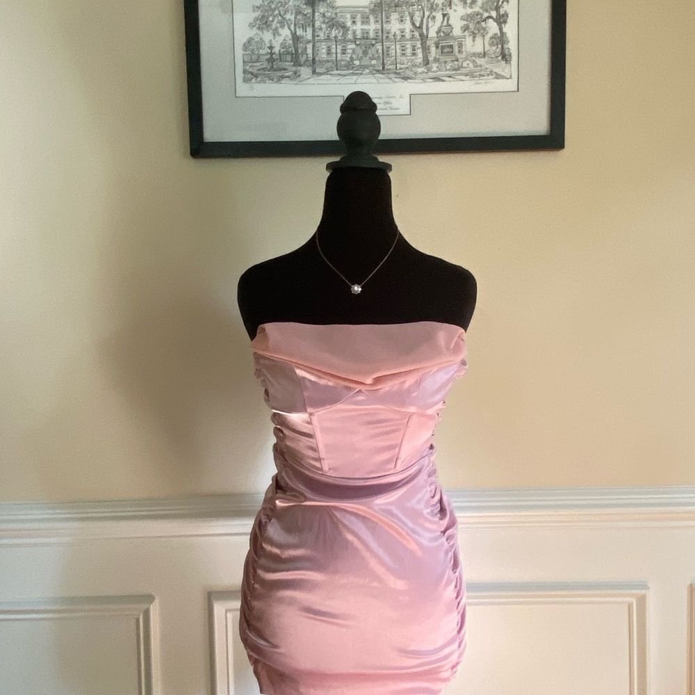 Elegant Soft Pink Strapless Dress
